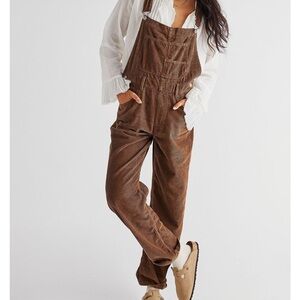 Free People Ziggy Cord Overalls Brown - Women's Large